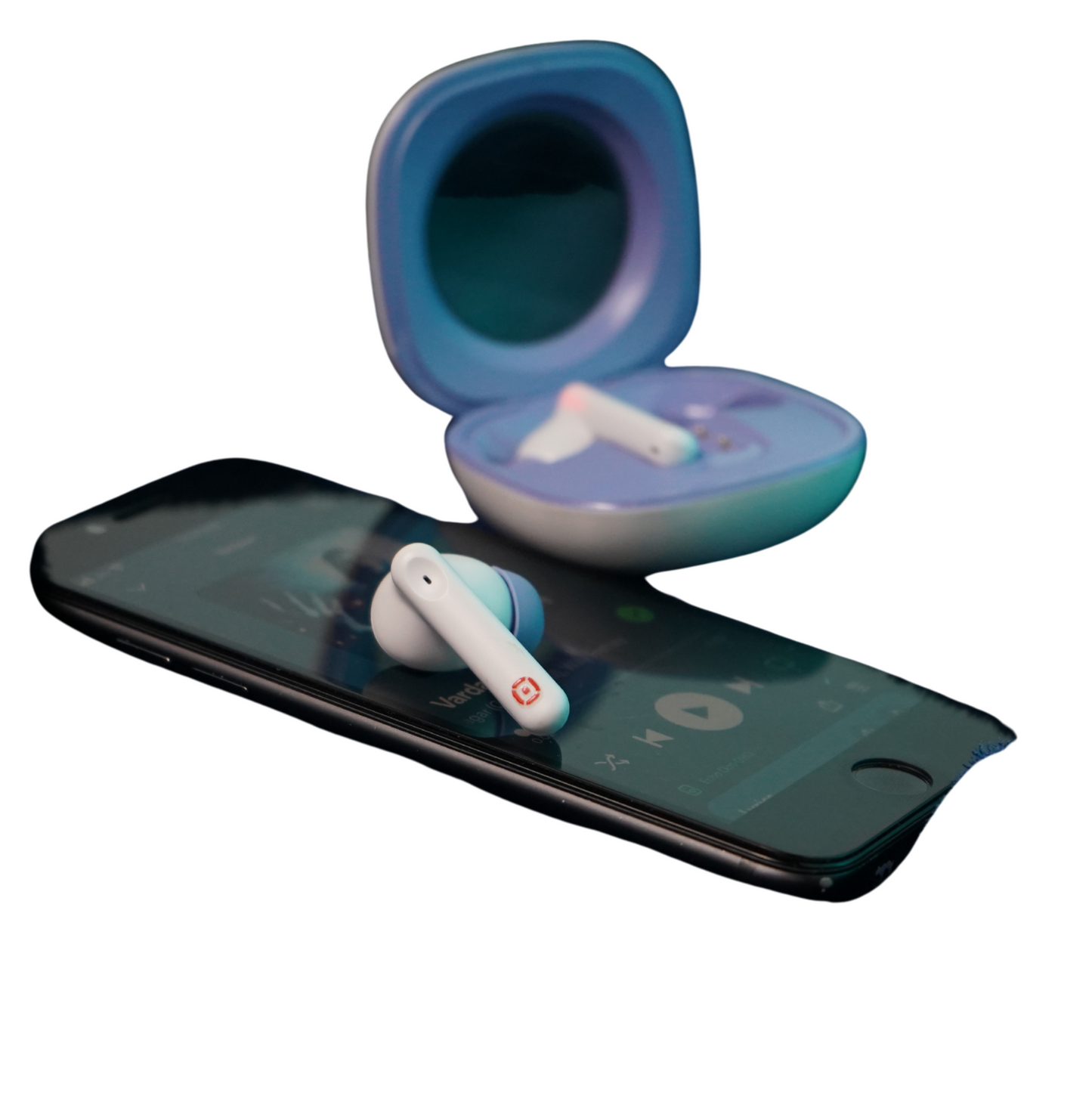 Ortel Vibe 1 Buds – Wireless Bluetooth Earbuds with Active Noise Cancellation, White & Blue, Charging Case & Data Cable Included, in-Ear Headphones with Mic, Deep Bass & Long Battery Life