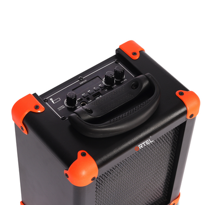 Ortel Marshal Cube 50W Bluetooth Party Box Speaker with 8-Inch Woofer, Deep Bass, Wireless Karaoke, 6–7 Hrs Playtime, Multi-Connectivity & LED Display (Black)