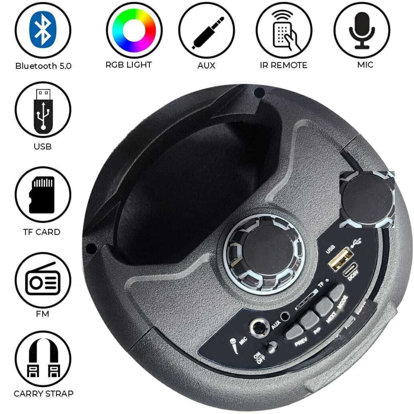 Ortel BOOM BOX Neo (ACCENT), BT v5.3, 14h Backup, Dual 10.16 cm Drivers, 30 W Bluetooth Party Speaker (Black, Stereo Channel)