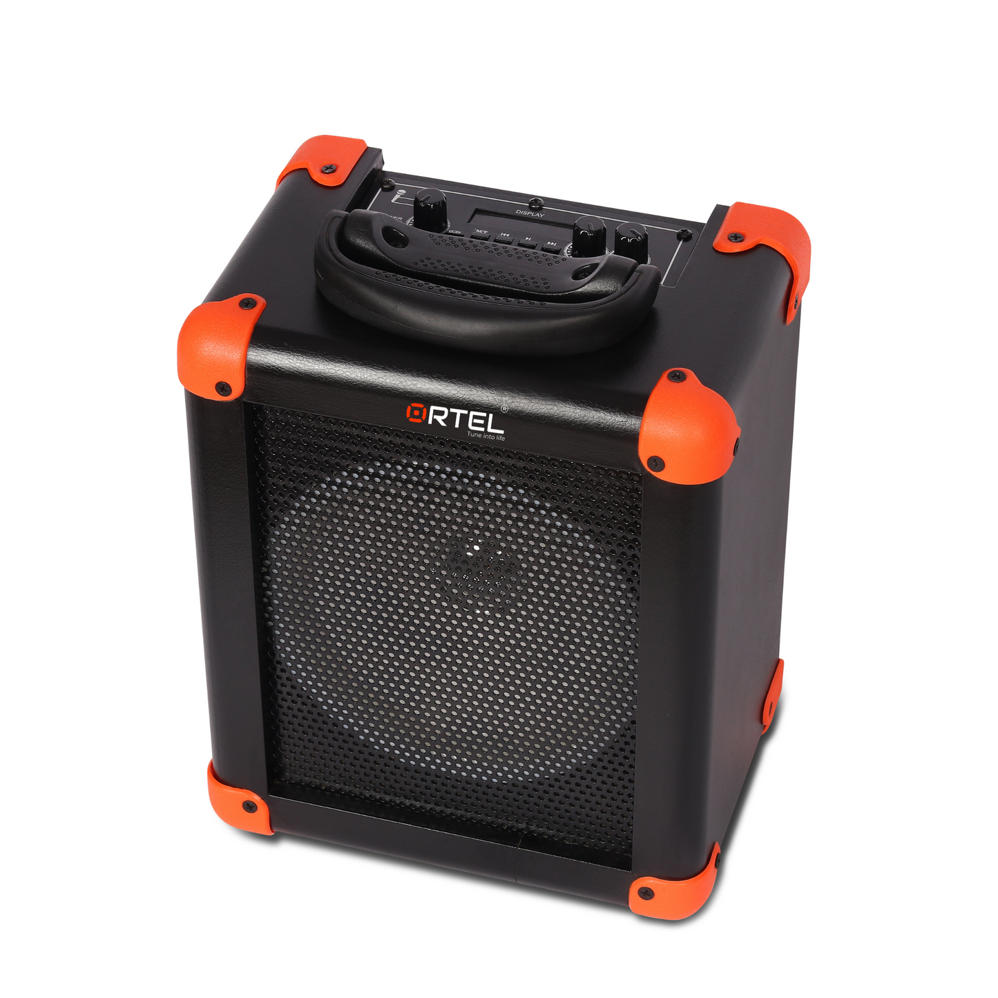 Ortel Marshal Cube 50W Bluetooth Party Box Speaker with 8-Inch Woofer, Deep Bass, Wireless Karaoke, 6–7 Hrs Playtime, Multi-Connectivity & LED Display (Black)