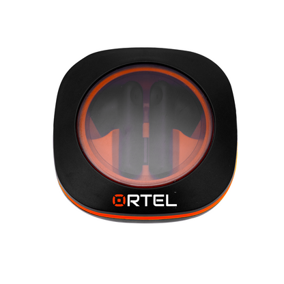Ortel Vibe 1 Buds – Wireless Bluetooth Earbuds with Active Noise Cancellation, Black & Orange , Charging Case & Data Cable Included, in-Ear Headphones with Mic, Deep Bass & Long Battery Life