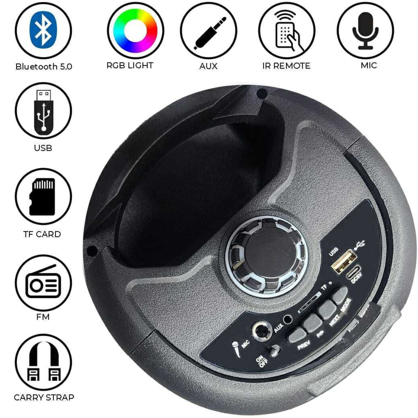 Ortel BOOM BOX Lite (ACCENT-2), BT v5.3, 14h Backup, Dual 10.16 cm Drivers, 30 W Bluetooth Party Speaker (Black, Stereo Channel)