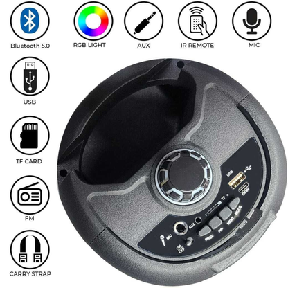 Ortel BOOM BOX Lite (ACCENT-2), BT v5.3, 14h Backup, Dual 10.16 cm Drivers, 30 W Bluetooth Party Speaker (Black, Stereo Channel)