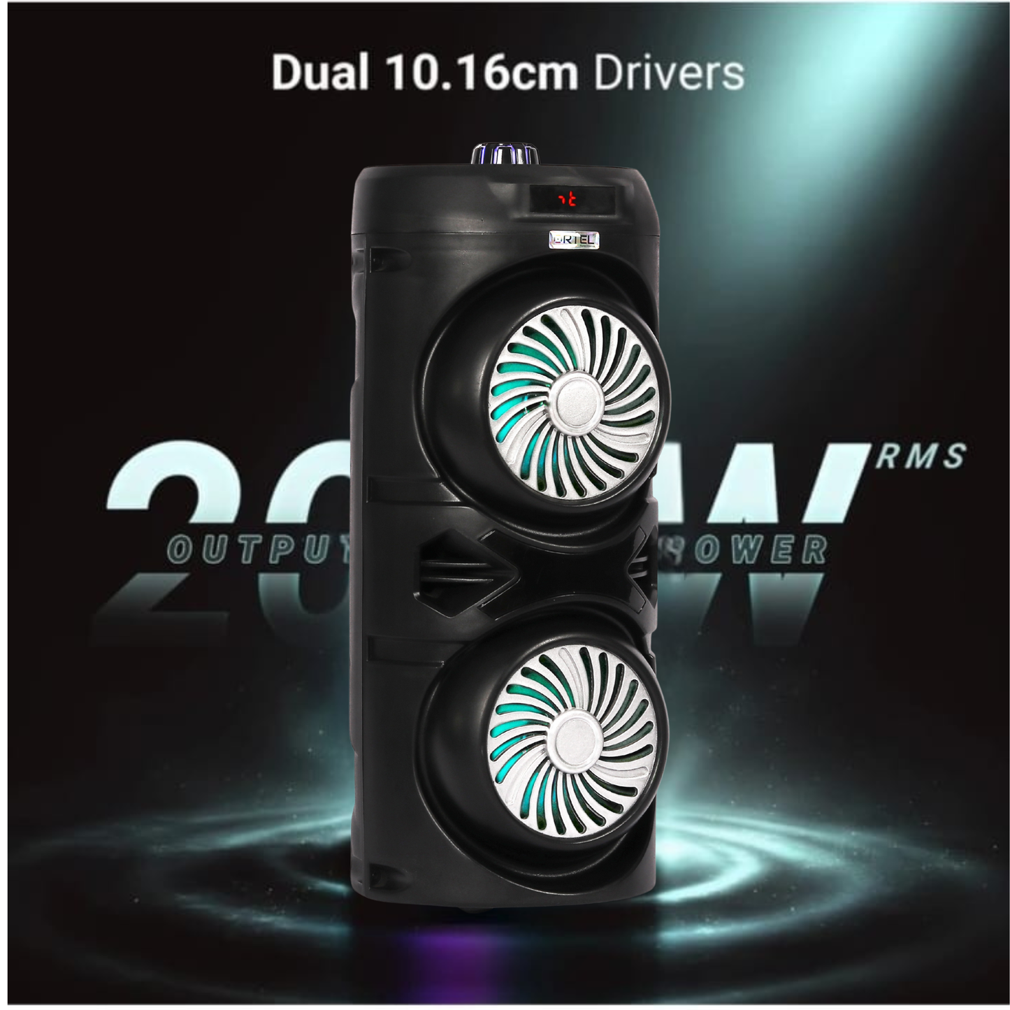 Ortel BOOM BOX Neo (ACCENT), BT v5.3, 14h Backup, Dual 10.16 cm Drivers, 30 W Bluetooth Party Speaker (Black, Stereo Channel)