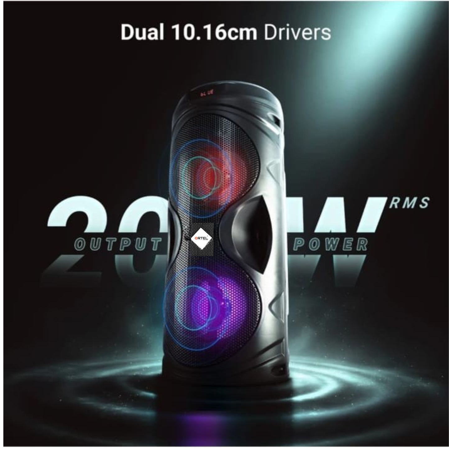 Ortel BOOM BOX Lite (ACCENT-2), BT v5.3, 14h Backup, Dual 10.16 cm Drivers, 30 W Bluetooth Party Speaker (Black, Stereo Channel)