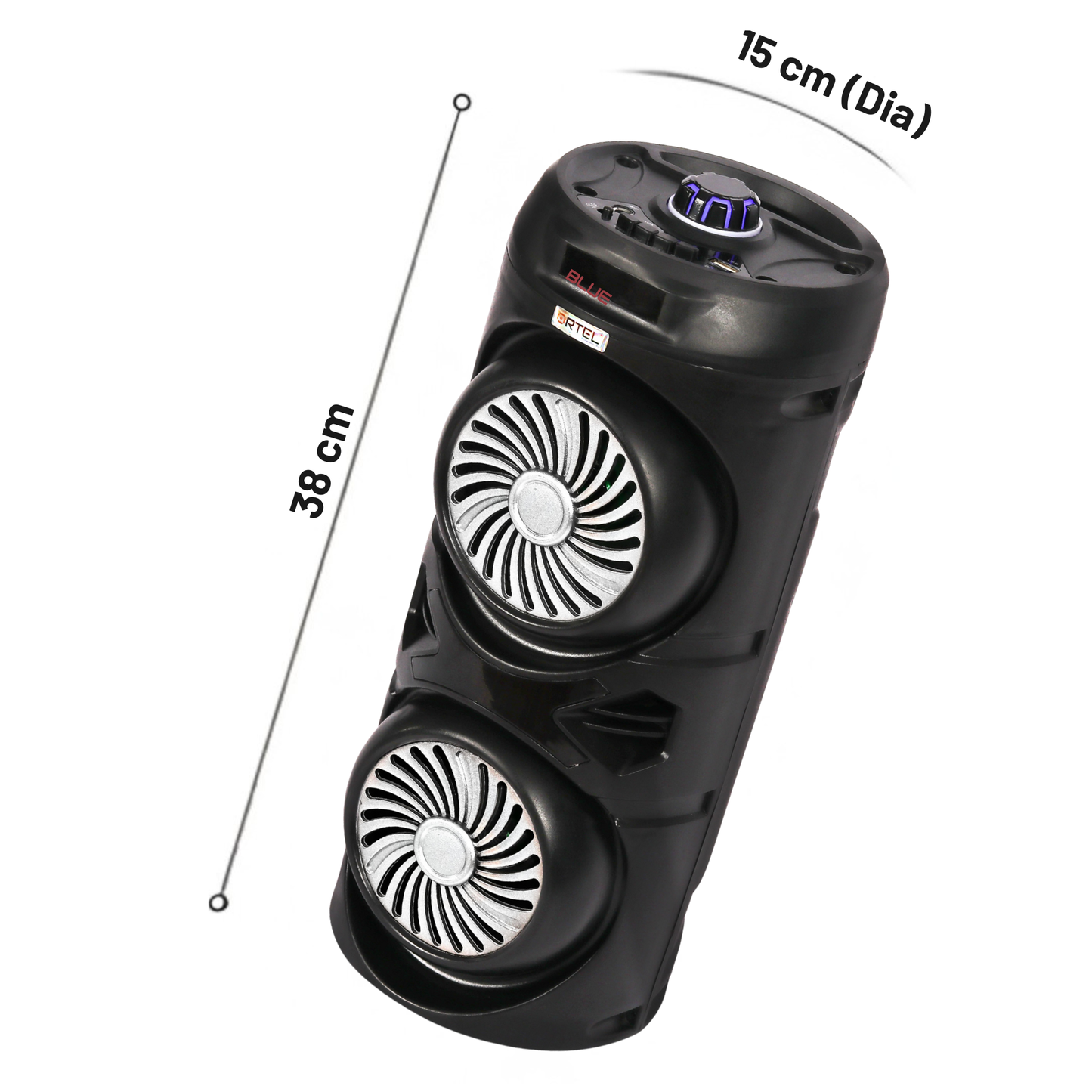 Ortel BOOM BOX Neo (ACCENT), BT v5.3, 14h Backup, Dual 10.16 cm Drivers, 30 W Bluetooth Party Speaker (Black, Stereo Channel)